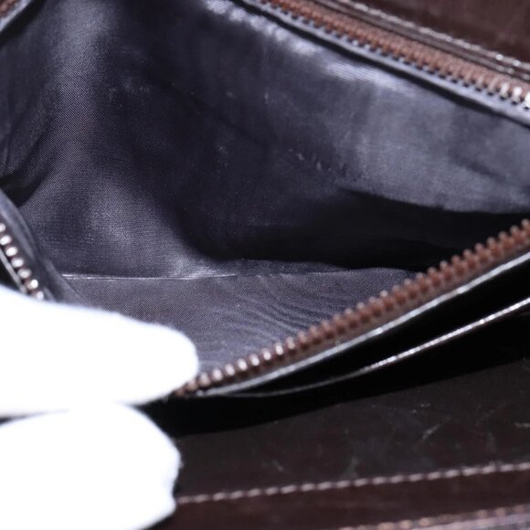 GUCCI Web Sherry Line Shoulder Bag Leather Dark Brown Gold Red Auth ep11429 - Picture 12 of 16